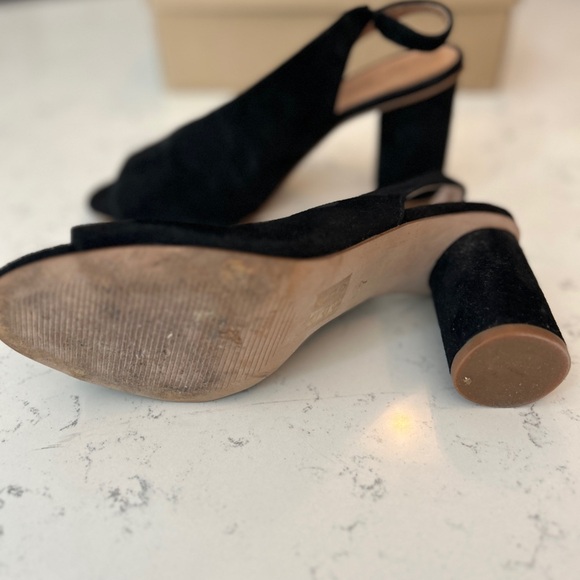 Madewell Black Alana Suede Slingback Peep Toe Heel Sz 7 - Picture 6 of 6